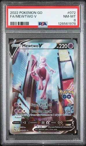 2022 POKEMON GO #072 FULL ART/MEWTWO V PSA 8