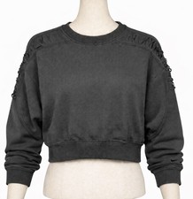 Nike Dri-FIT Women s Cropped Sweatshirt Size M Black Cutout Shoulder Pullover