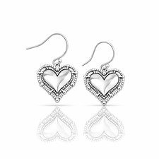 Puffed Heart Dangle Earrings•925 Sterling Silver Ear Wires•Filigree Charms•Gift