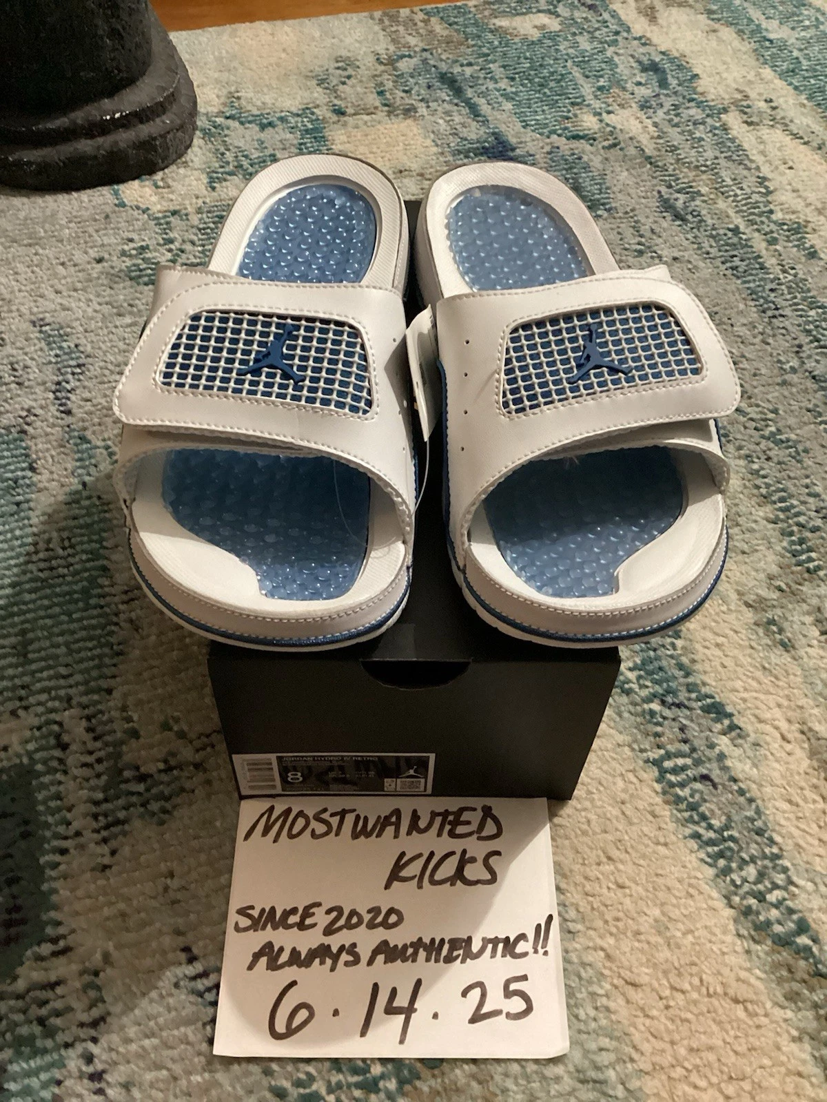 DS 2024 Nike Air Jordan Hydro Retro 4 blu militare e bianco uomo taglia 8