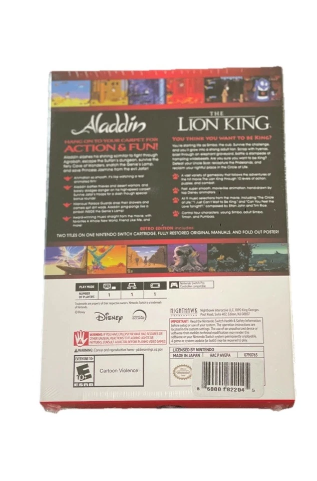 Aladdin and the Lion King Edición Retro SNES Caja Nintendo Switch Foto 3 de 3
