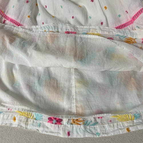Crown & Ivy Maxi Dress Womens 4 White Cotton Multicolor Embroidery Tie Back - Picture 10 of 14