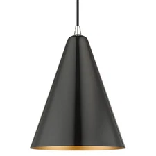 Livex Lighting 41492 Dulce 10"W Mini Pendant - Shiny Black / Polished Chrome