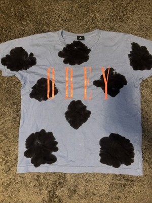 OBEY Tie Dye T Shirt Medium Blue Black Spots Skate NYC Street Wear