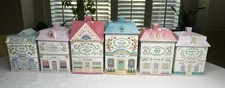 Lenox Spice Village 1990’s 6 Pc Canister Set Coffee Tea Sugar Flour Rice Sweets