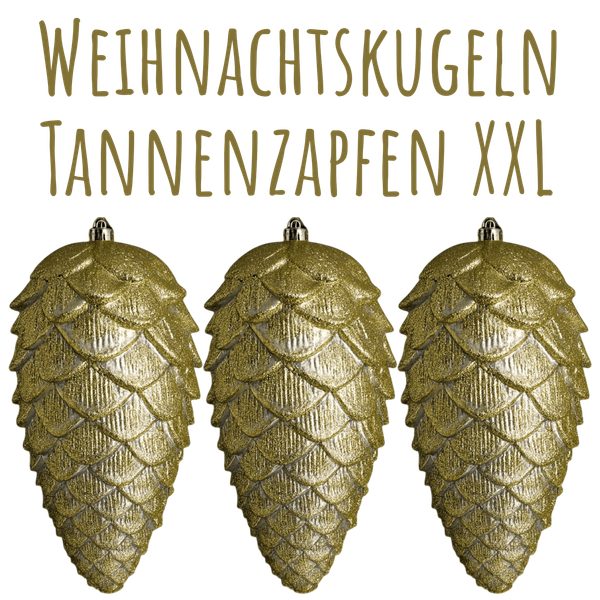 Weihnachtskugeln 3Er Set Outdoor Tannenzapfen Kugeln Christbaumkugeln Gold-image