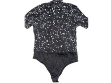 womens black glitter bodysuit