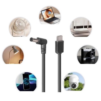 Enabled Charging Cable Type C To 5.5x2.1mm Right Angle Connector for Modems