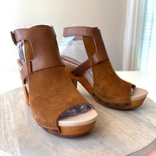 Jambu Handcrafted Suede Wood Platform Sandals...