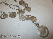 RETRO RETIRED SILPADA STAMPED HAMMERED DISC CIRCLE PENDANT NECKLACE STERLING 24"