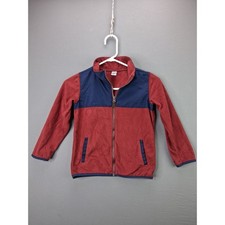 Carter's Fleece Jacket Kids 7 Burgundy Navy Blue Full Zip Mock Neck Mock Neck