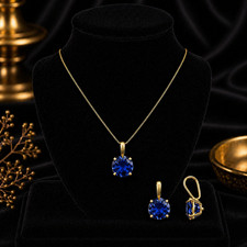Yellow Gold Sapphire Solitaire Pendant Hallmarked British Made All Chain Lengths