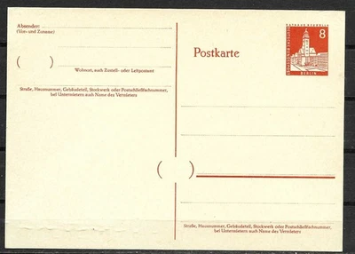 Berlin West 1959 - Ganzsachen PK P 42 - 8 Pf. orange Berlin Rathaus Neuköln - Bild 1 von 2