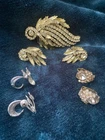 Vintage Costume Jewelry With A  Brooch and Earring Set