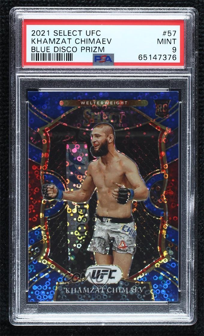 2021 Select UFC Concourse Blue Disco Prizm 43/99 Khamzat Chimaev PSA 9 MINT 0p0f