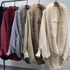 Women's Prom Elegant Warm Knitted Cape Cloak Wedding Shawl Wraps Winter