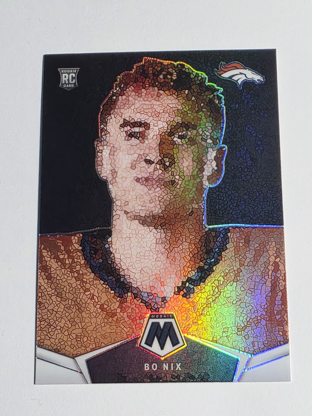 Super clean Bo Nix Rookie Micro Mosaic Prizm SSP "CASE HIT" 2024 mosaic