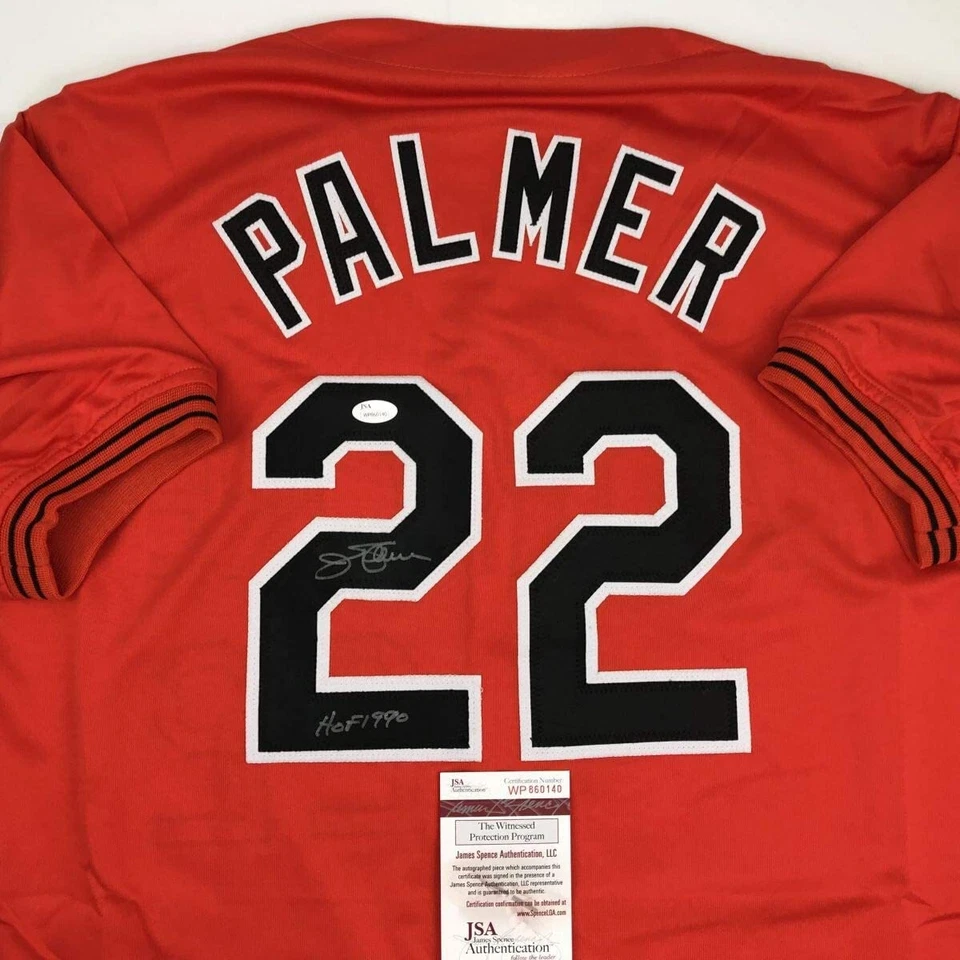 Autographed/Signed JIM PALMER HOF 1990 Baltimore Orange Jersey JSA COA Auto - Image 2 of 4