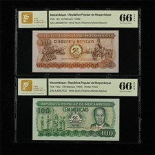 1980-83 Mozambique Republica Popular de Mocambique 50-100 Meticais 2PCS