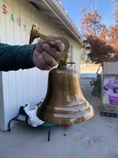 6" Nautical Brass Ship Bell Hanging Antique Door Bell With Wall Mounted Bracket
