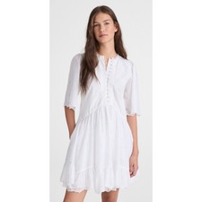 Madewell | NWT Eyelet Flutter Sleeve Mini Dress in Cotton in White | Sz 2