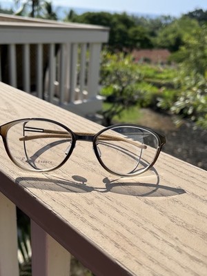 Spec Espace brown gray ombré titanium cat eye ES2073 frame 52x20 New