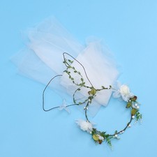  Headpiece Rose Floral Crown Flower Wreath Headband Bridal Veil Accessories