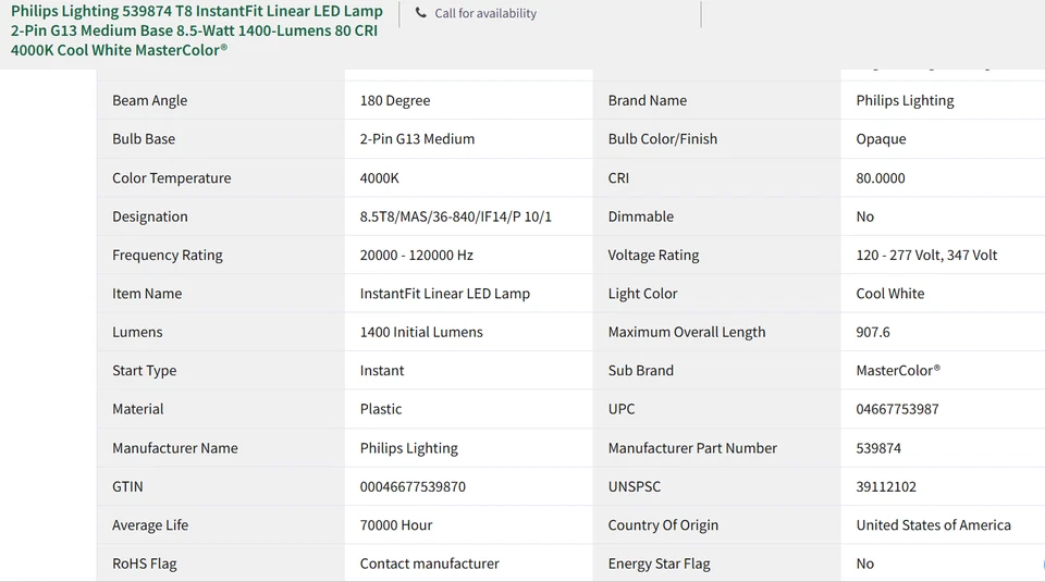 2-Pack 36” LED 2-Pin G13 Medium Base 8.5-Watt 1400-Lumens 80 CRI 4000K Cool Whi - Image 4 of 4