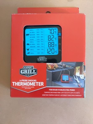 Expert Grill Digital Meat Thermometer 4-Probe Smoking Thermometer 4 in 1 Smoker