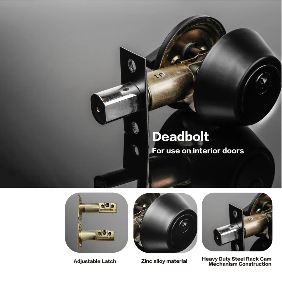 Single Cylinder Deadbolt Lock and Door Knob Set, Keyed Alike Door Locks,2Pcakset - Image 3 of 4