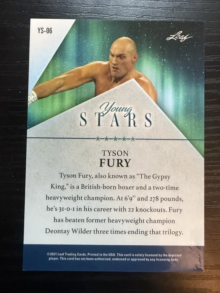 2021 Leaf Young Stars Tyson Fury card #'d/99 #YS-06 - Image 2 of 2