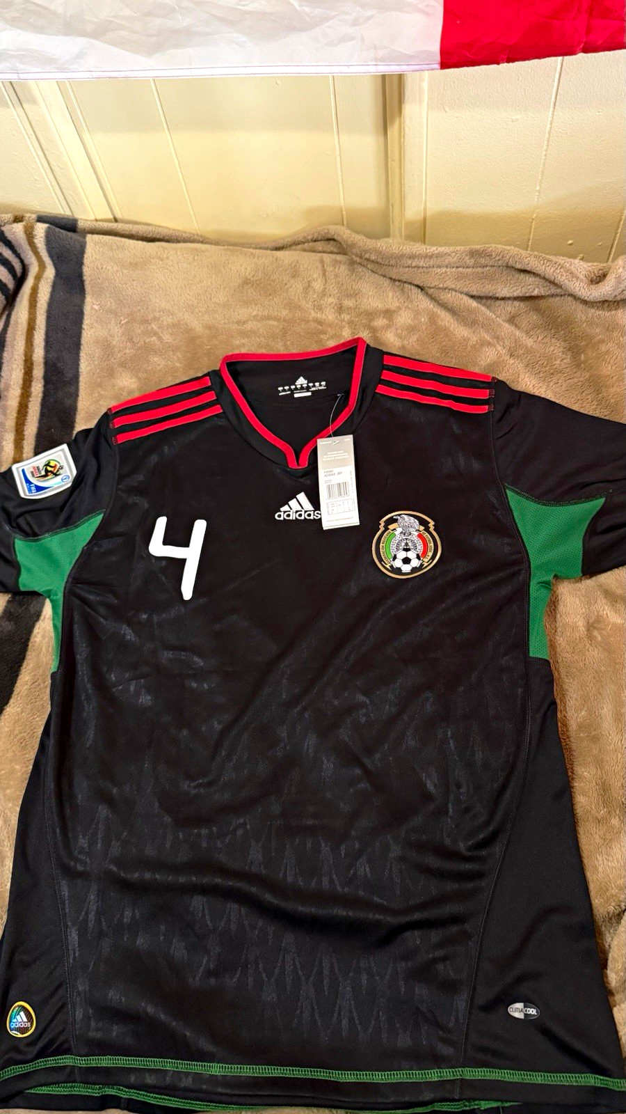 adidas Mexico Soccer Jersey Mens L R. Marquez #4 Black FIFA World Cup 2010