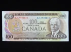 1975 $100 Bank of Canada Banknote AJL 1922626 Crow Bouey EF Grade