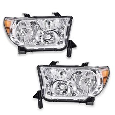 Headlights Assembly Pair Fit 2007-2013 Tundra Clear Lens Chrome Housing