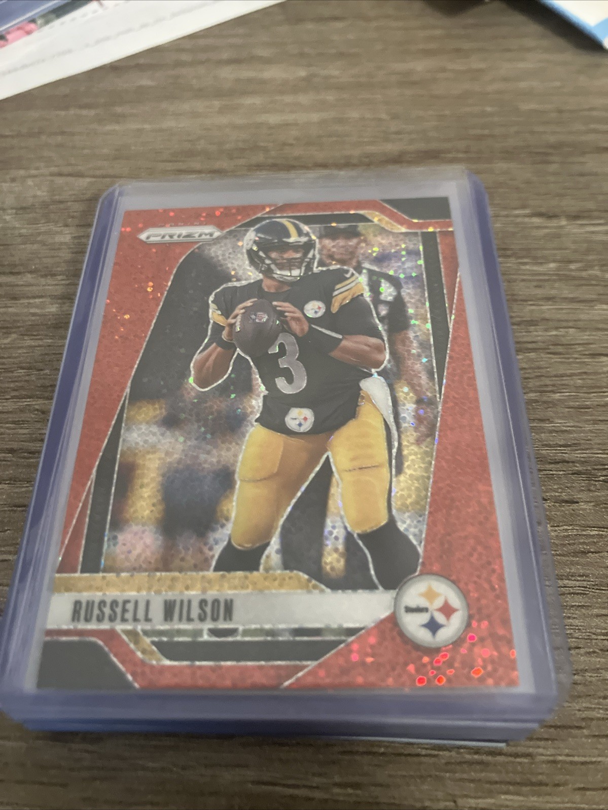 2024 Panini Prizm Russell Wilson Red Sparkle SP Redemption Hit #240 Steelers 🔥
