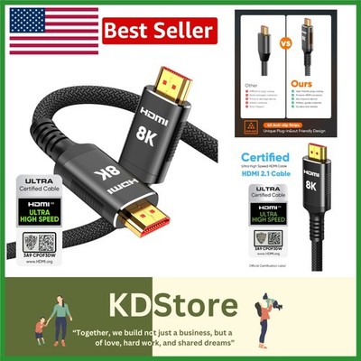 10ft 8K HDMI 2.1 Cable -  48Gbps Performance for Gaming & Home Theater