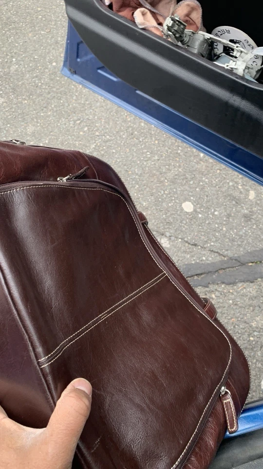 Bolso/maletín/computadora de viaje grande Buxton Euro, marrón, cuero, bolso de hombro Foto 3 de 4