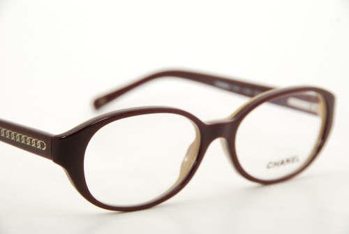 Rare Authentique Chanel 3138 c.1063 53 mm ventes exceptionnelles Montures Beige Lunettes Italie