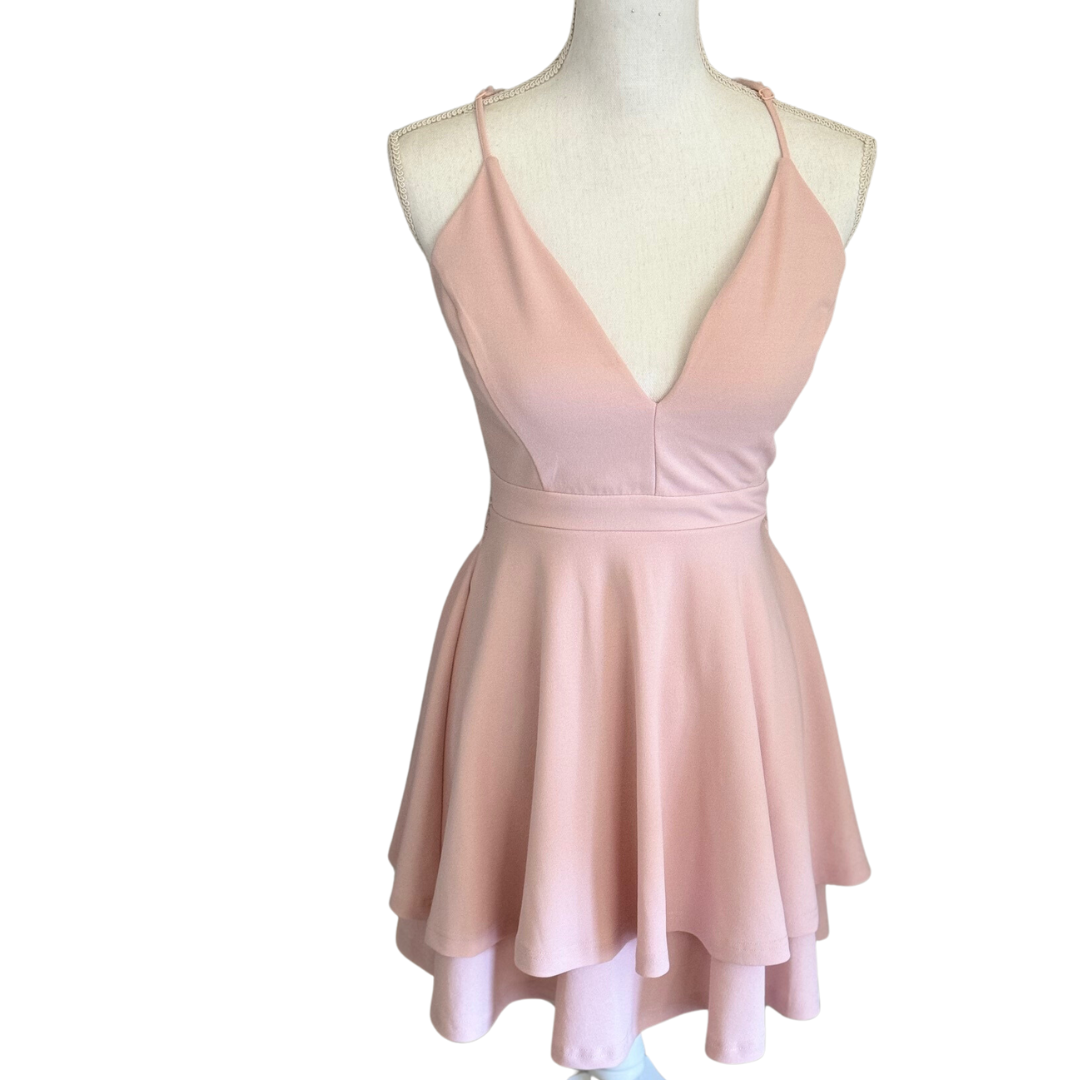 Honey And Rosie A-Line V-Neckline Back Lace Dress With Pleads Short/Mini Prom S | eBay Honey And Rosie A-Line V-Neckline Back Lace Dress With Pleads Short/Mini Prom S | eBay