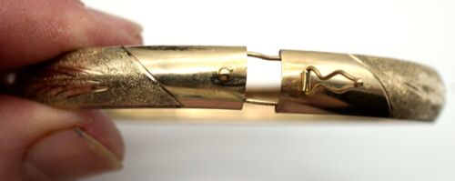 10K Gelbgold Verschluss Armreif Armband schönes Diamant geätztes Design 5,8 Gramm - Bild 14 von 16