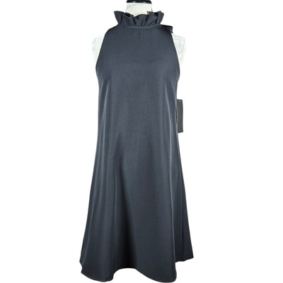 Tuckernuck Blythe Dress Womens Small Black Ruffle Stand Collar Bow Tie Cocktail