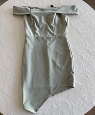 Windsor Sage Padded Off Shoulder Asymmetrical Dress