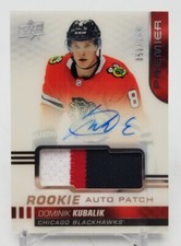 2019-20 Upper Deck Premier DOMINIK KUBALIK Rookie Auto 3 Color Patch /149 #AR-DK