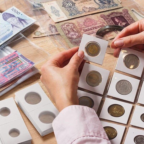 100X Staple Coin Holder Display Clear Window Storage Protect Penny Cent AU - Picture 3 of 12