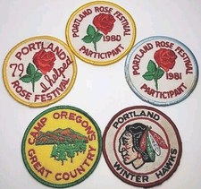 4 Vintage Rose Festival 1979, 80, 81  Portland Winter Hawks, Camp Oregon Patches