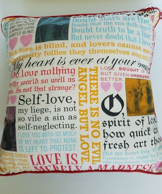 The Unemployed Philosophers Guild Shakespearean Love Quotes Throw Pillow