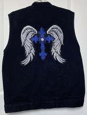 Milwaukee Performance Vest Men  s L Black Concealed Carry Denim Blue Cross Wings