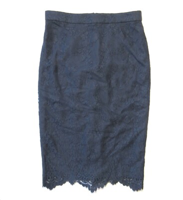 NWT J.Crew Tall Pencil in Navy Chantilly Lace Straight Scalloped Hem Skirt 4T