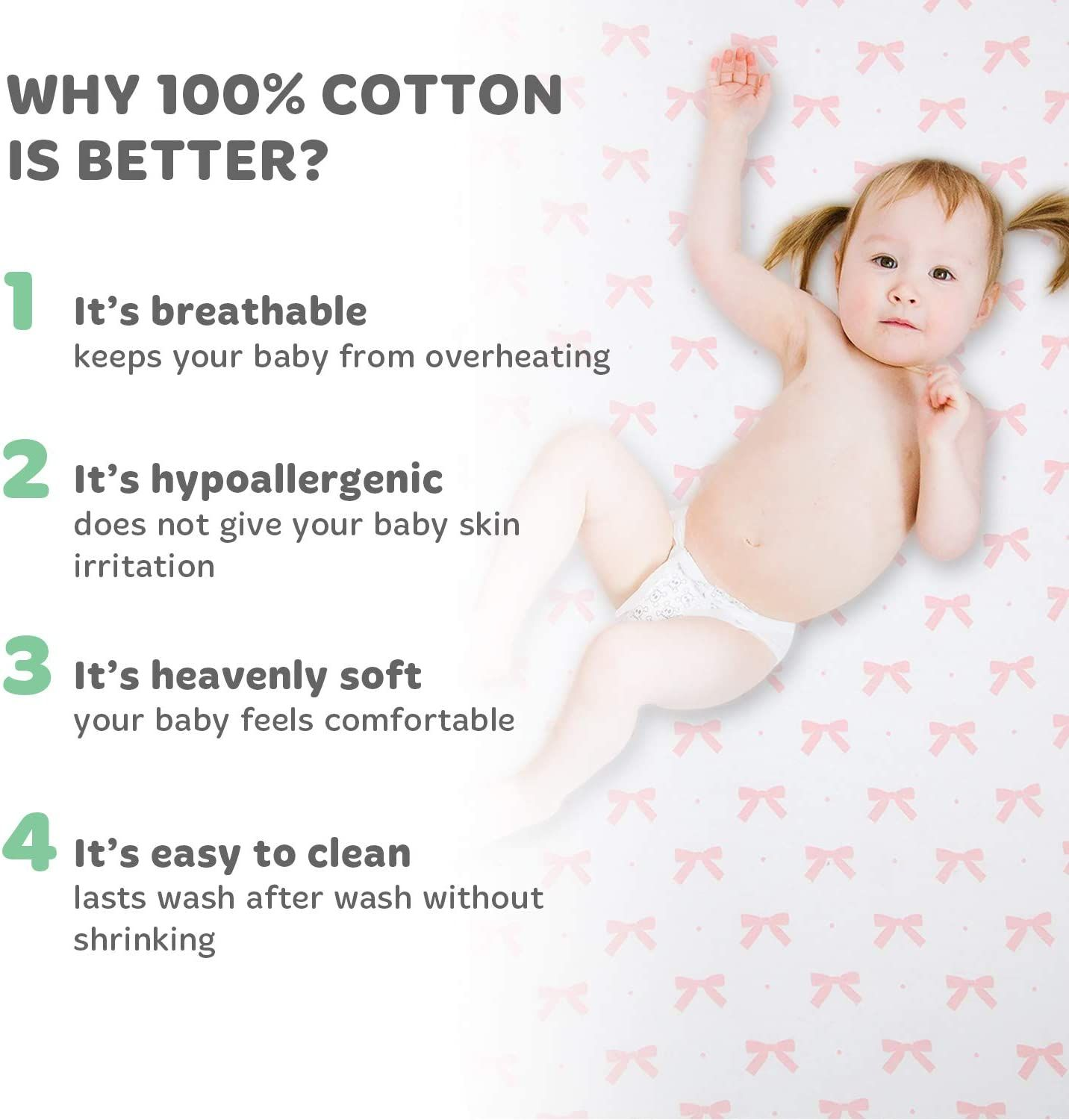 Cradle Sheets Fitted 18 x 36 Compatible 18 x 36 Inches, 2pack Bows