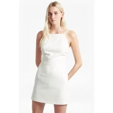 New French Connection Whisper Light Square Neck Mini Dress in White Sz 0